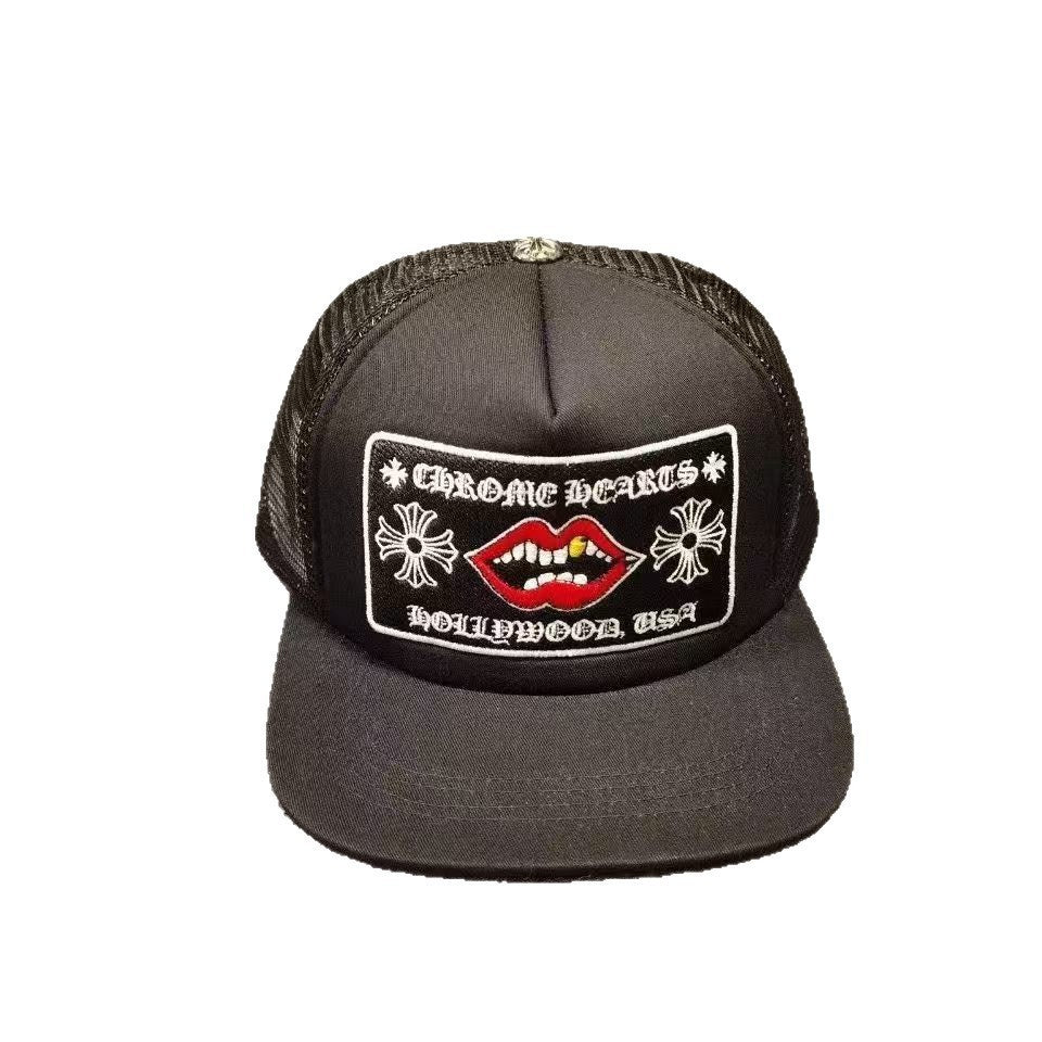 CHROME HEARTS BLACK TRUCKER CAP