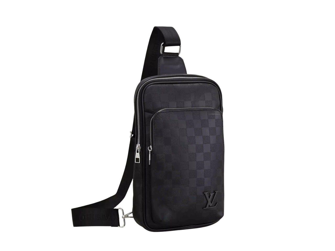 LV LOGO SMALL MATTE BLACK CHECKERED SHOULDER BAG