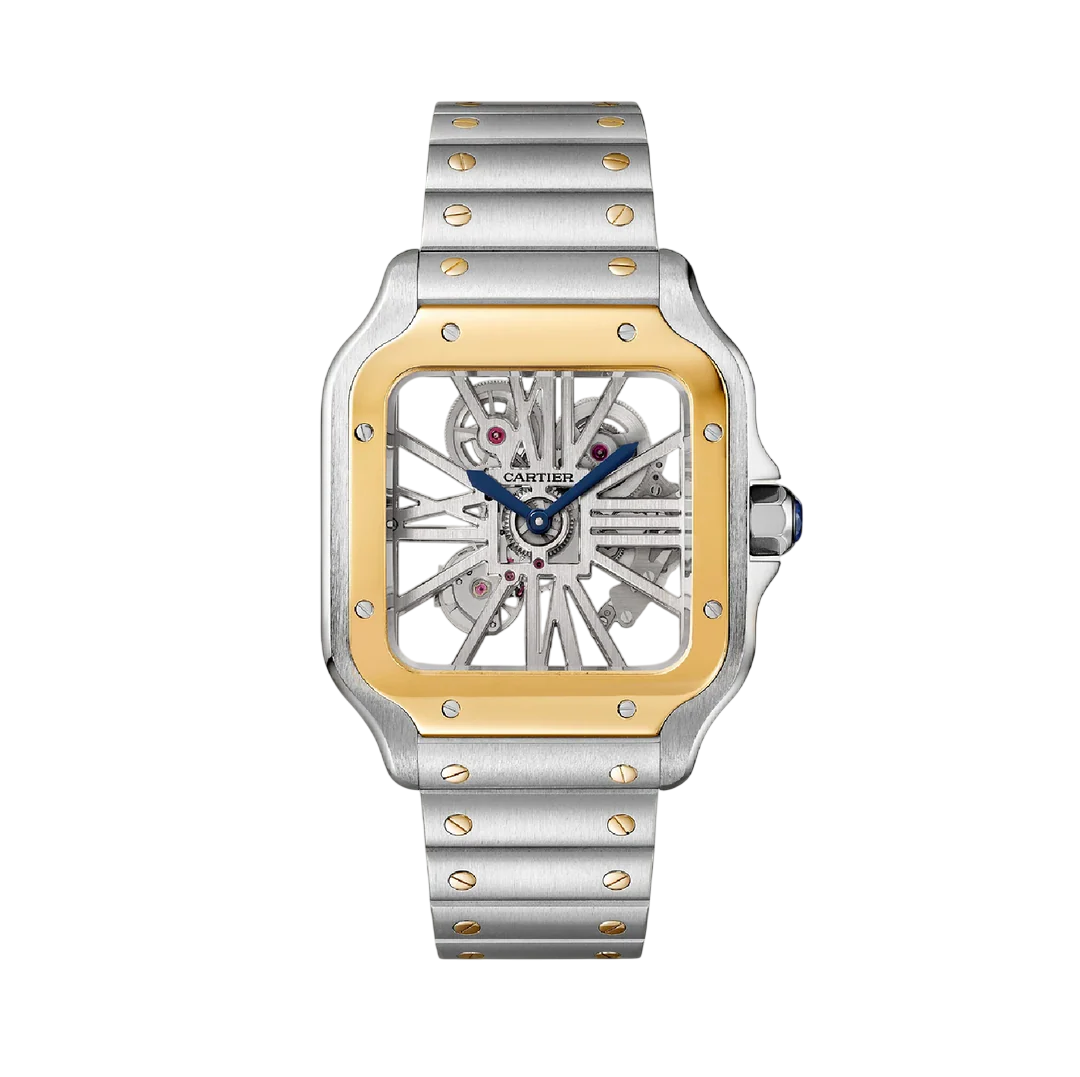 CARTIER SANTOS DE CARTIER SKELETON TWO-TONE (YELLOW GOLD & STAINLESS STEEL) BRACELET