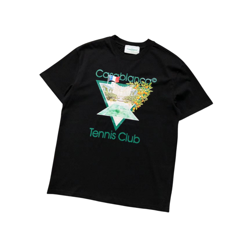 CASABLANCA TRIANGLE TENNIS CLUB SHIRT BLACK