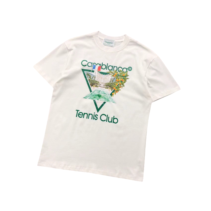 CASABLANCA TRIANGLE TENNIS CLUB SHIRT WHITE