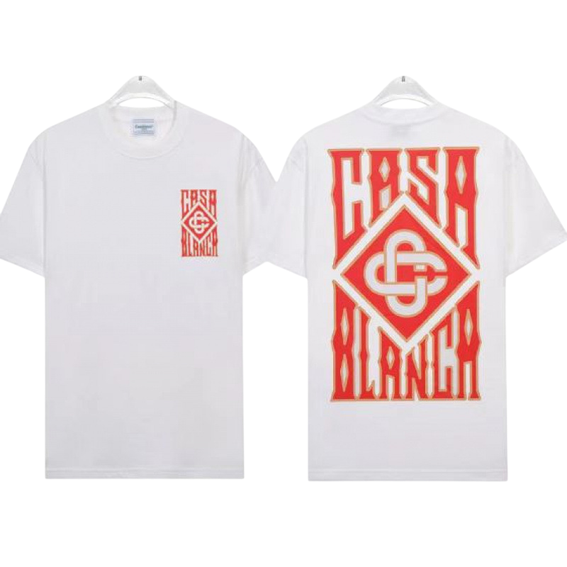 CASABLANCA BIGLOGO ORANGE WHITE SHIRT