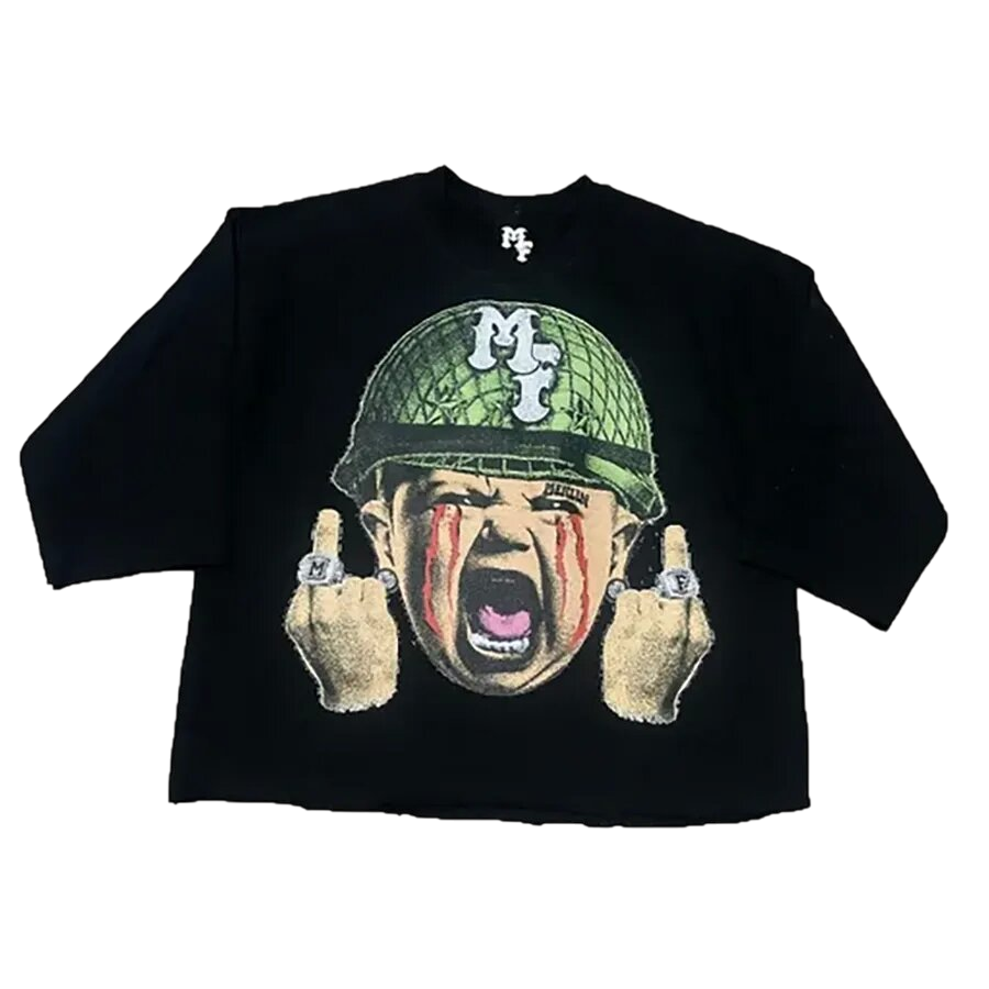 BABY FLIPPING OFF GRAPHIC TEE BLACK