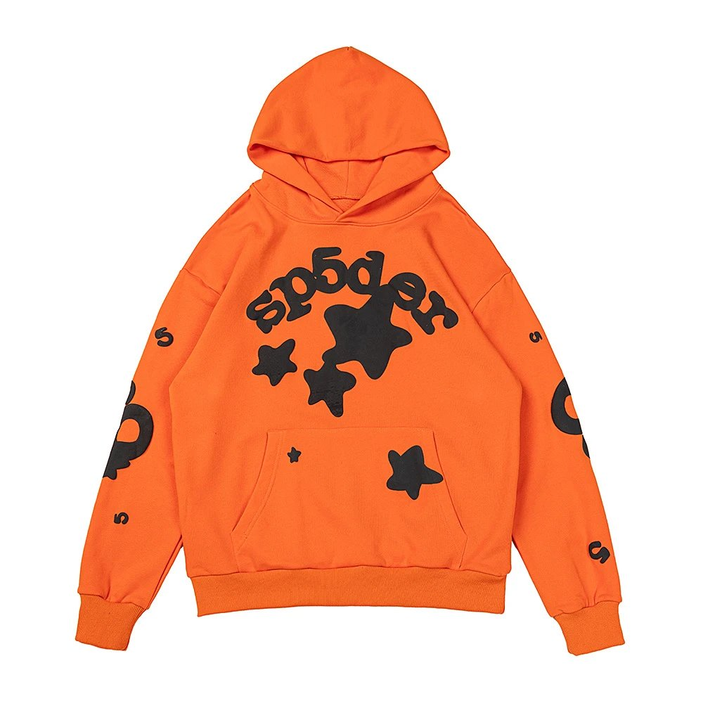 SP5DER BLACK ON ORANGE HOODIE