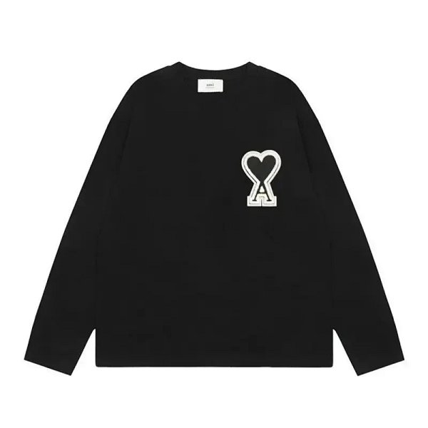 AMI BLACK WHITE LOGO SWEATER