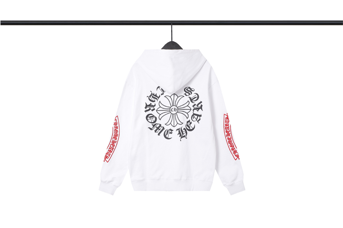 CHROME HEARTS WHITE RED SLEEVE HOODIE