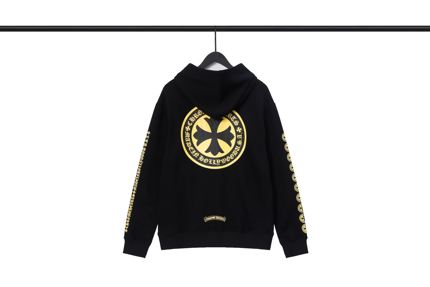CHROME HEARTS YELLOW LOGO BLACK HOODIE
