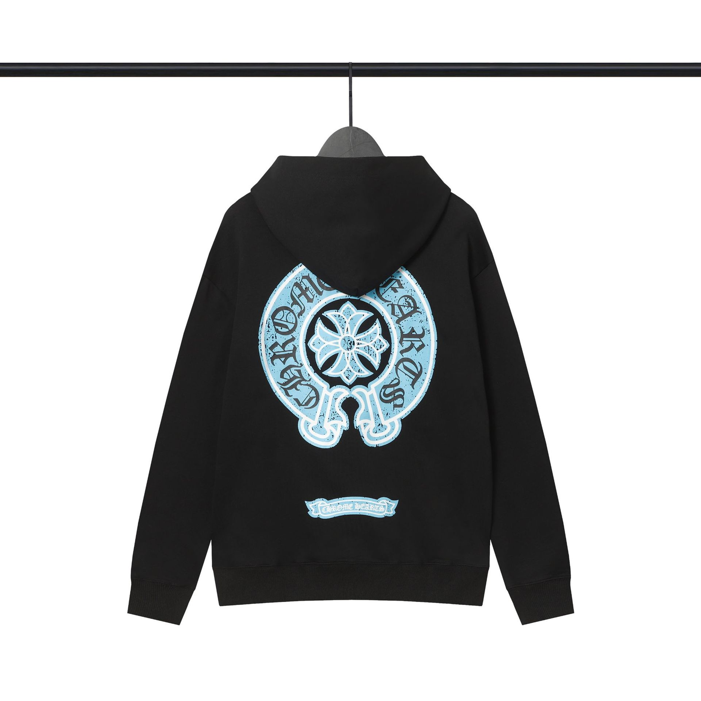 CHROME HEARTS BLUE LOGO HOODIE BLACK