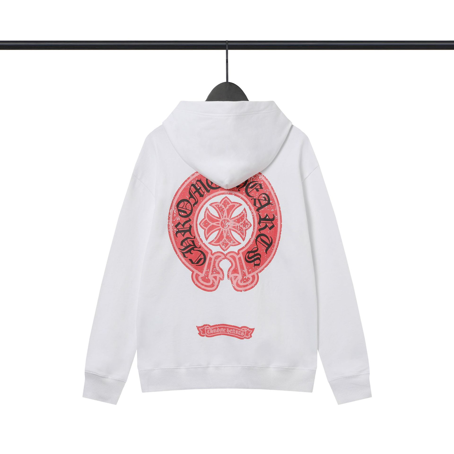 CHROME HEARTS RED LOGO HOODIE WHITE