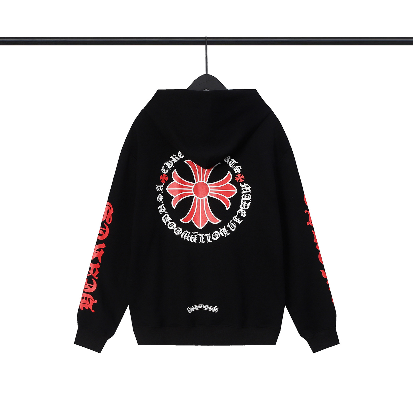 CHROME HEARTS RED CROSS HOODIE BLACK