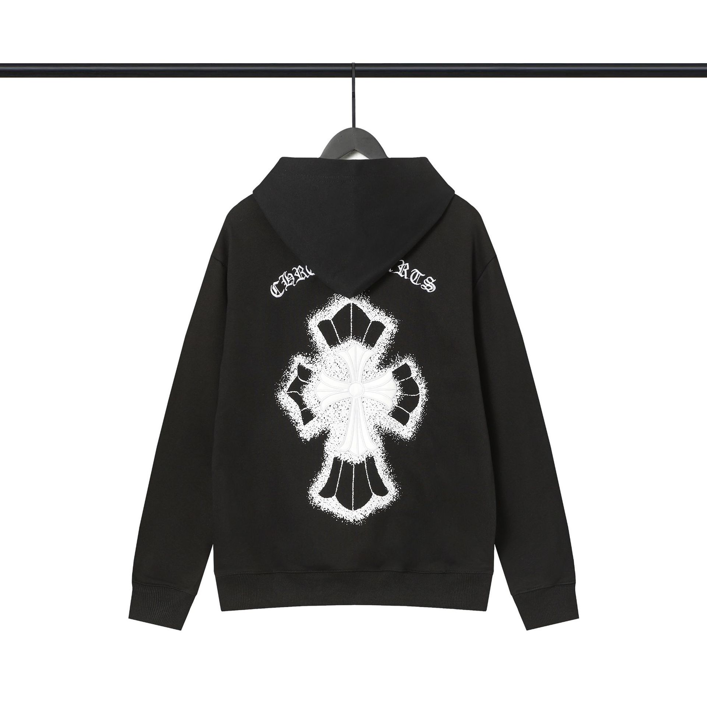 CHROME HEARTS FADED CROSS HOODIE BLACK