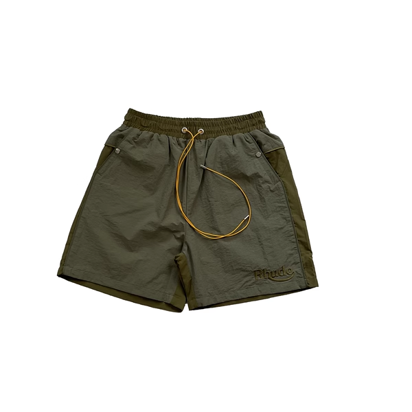 RHUDE MINIMALISTIC ARMY GREEN SHORTS