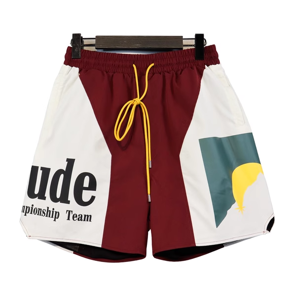 RHUDE RED PANEL LOGO SHORTS