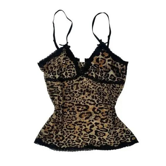 LEOPARD SPAGHETTI LACE CAMI