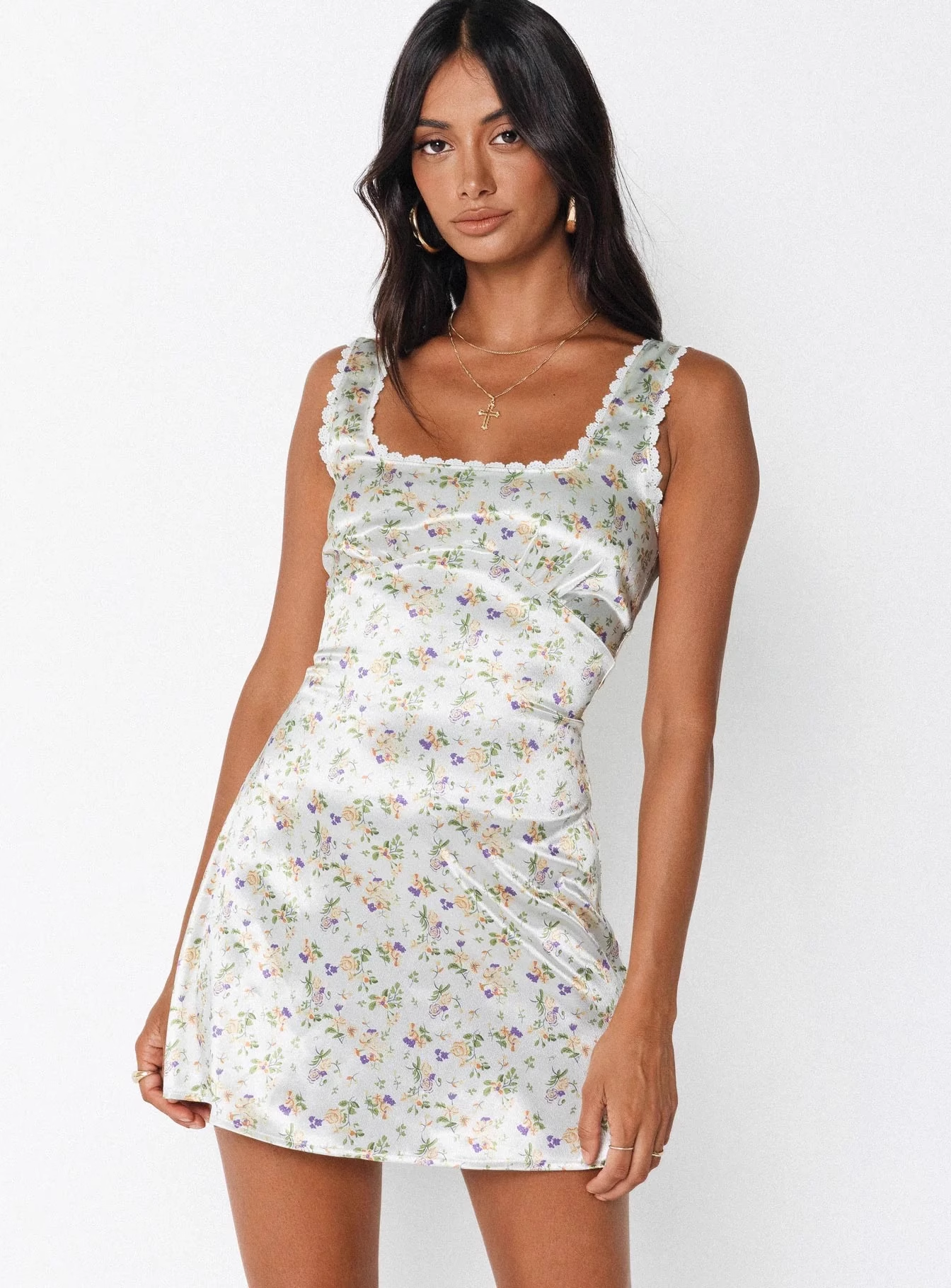 PRINCESS POLLY RETRO FRENCH LACE FLORAL DRESS