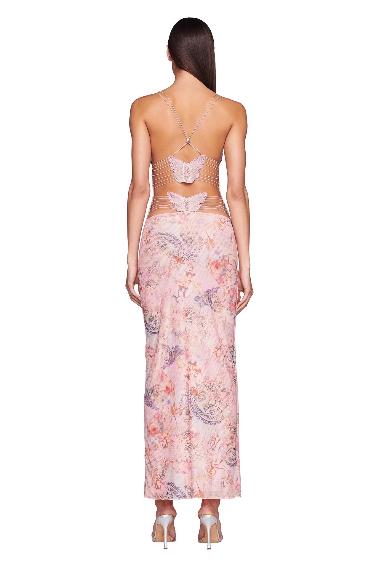 IAMGIA VNECK SUSPENDER DRESS PINK PATTERENED
