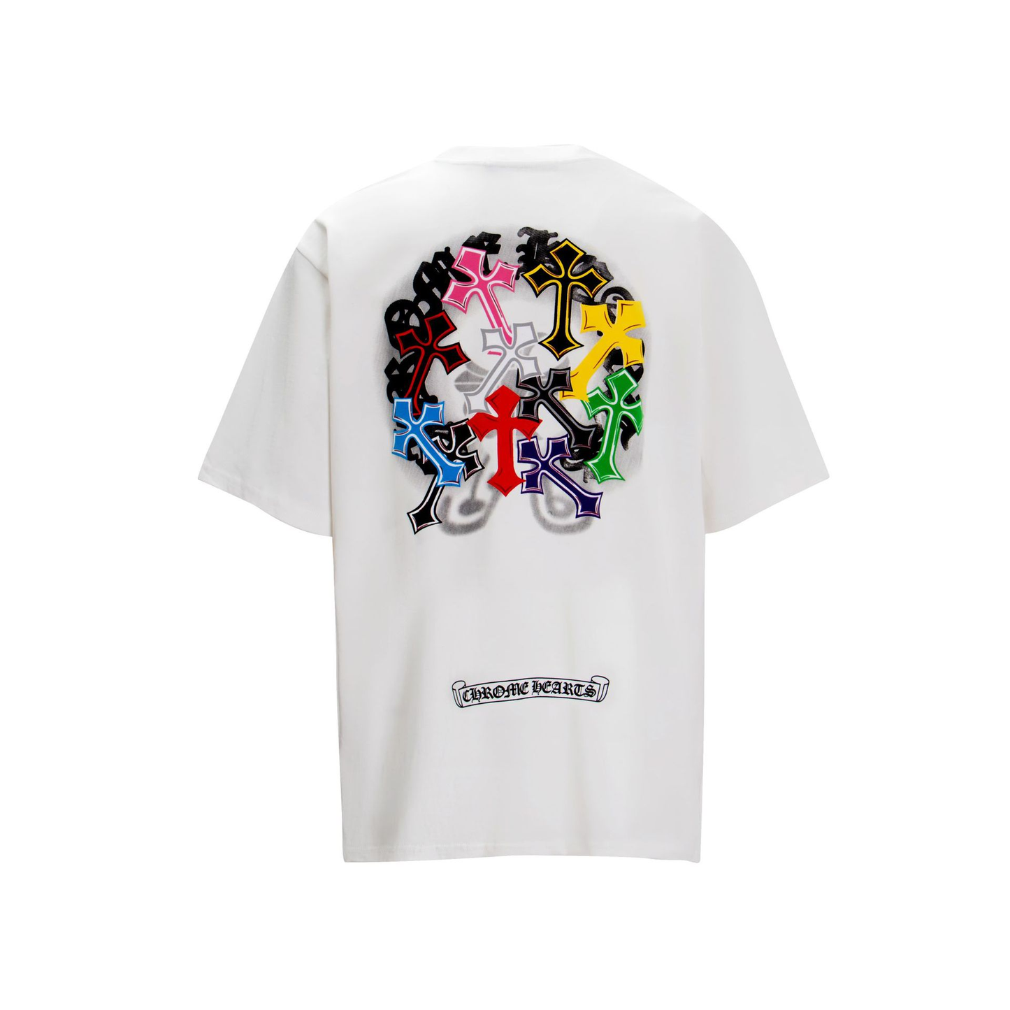 CHROMEHEARTS TURNED RAINBOW CROSS WHITE SHIRT
