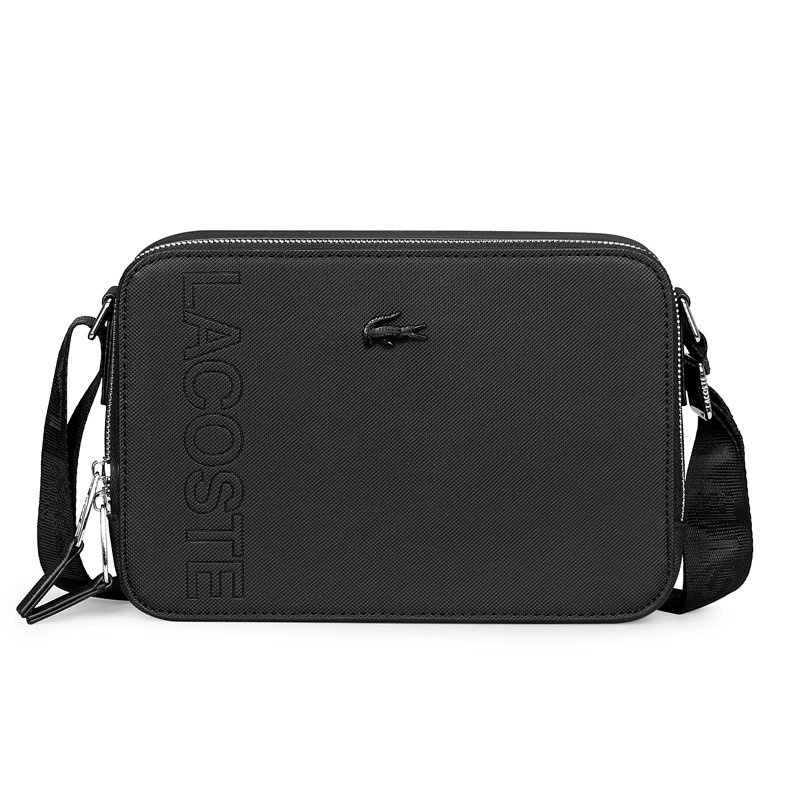 LACOSTE BLACK SHOULDER BAG SIDE LOGO