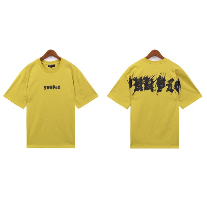 PURPLE BRAND YELLOW DISTORTED LOGO SHIRT