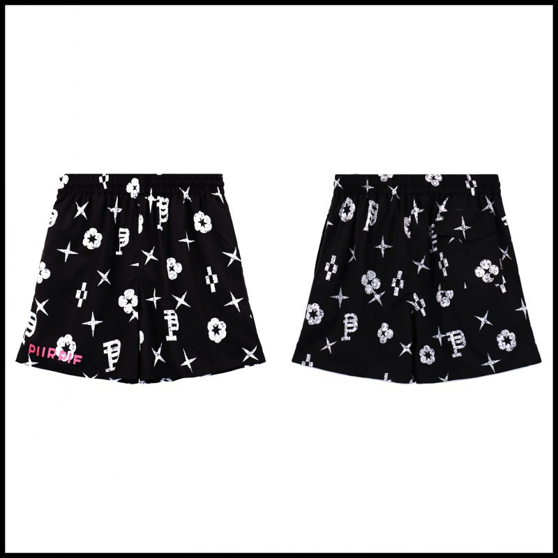 PURPLE BRAND SHORTS LOGOS BLACK