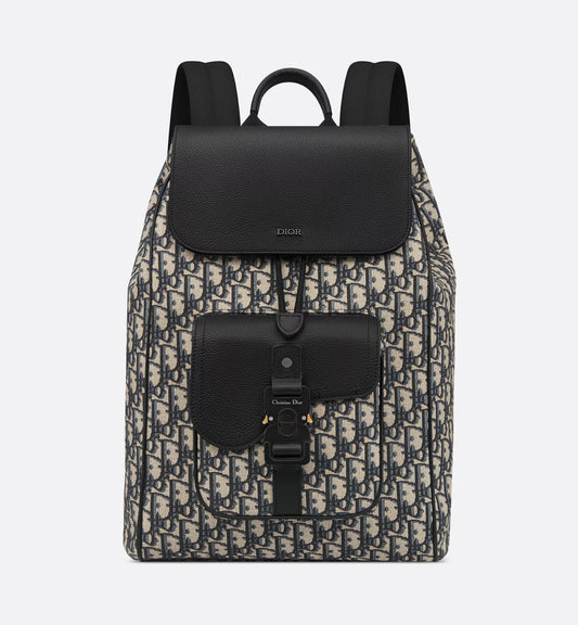 DIOR SADDLE BACKPACK BEIGE AND BLACK OBLIQUE