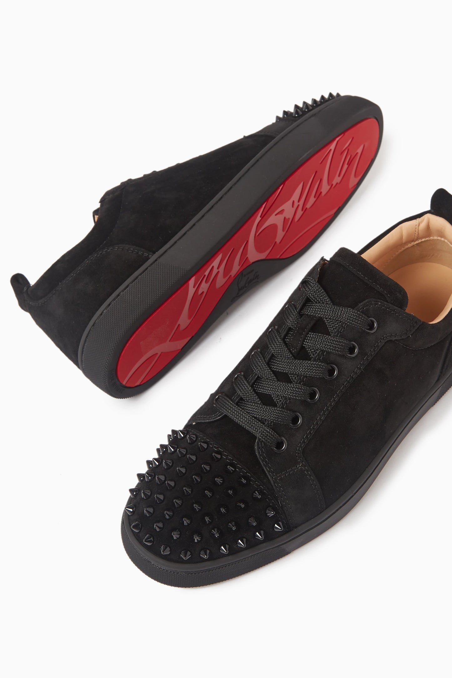 LOUBOUTIN NAVY BLACK SNEAKERS REDBOTTOMS SPIKED
