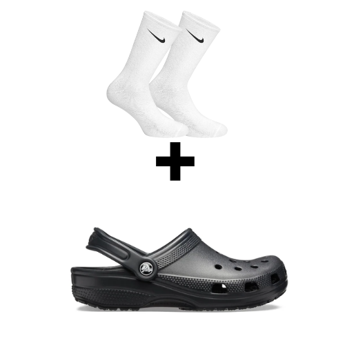 BLACK CROCS + NIKE SOCKS BUNDLE