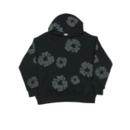 DENIM TEARS BLACK ON BLACK HOODIE - Size S