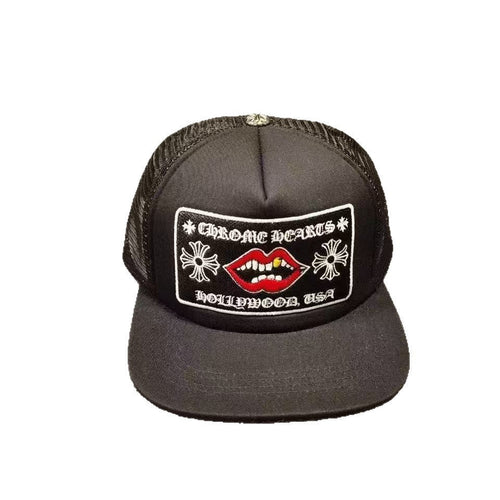 CHROME HEARTS BLACK TRUCKER CAP