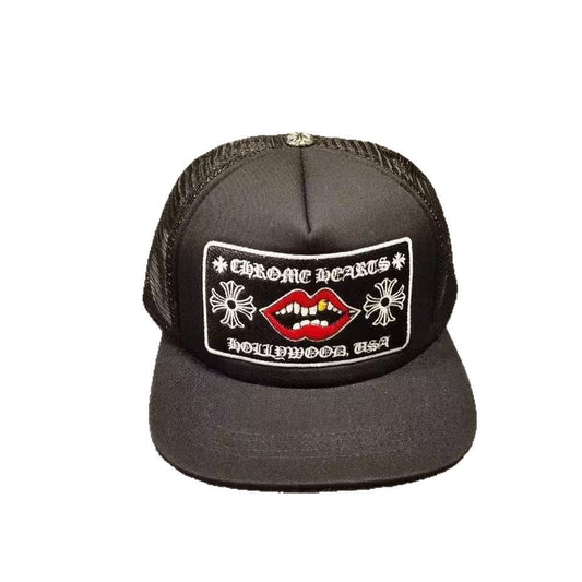 CHROME HEARTS BLACK TRUCKER CAP