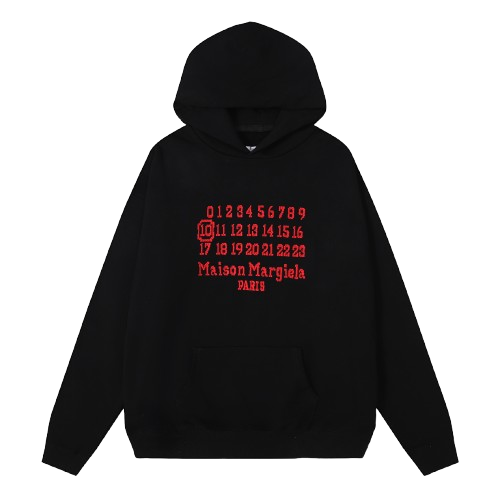 MAISON MARGIELA RED DISTORTED HOODIE BLACK