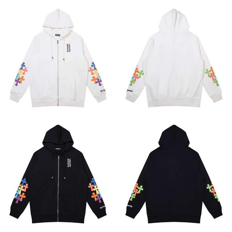 CHROME HEARTS RAINBOW CROSS SLEEVES ZIPUP