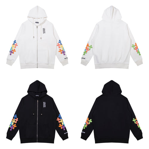 CHROME HEARTS RAINBOW CROSS SLEEVES ZIPUP