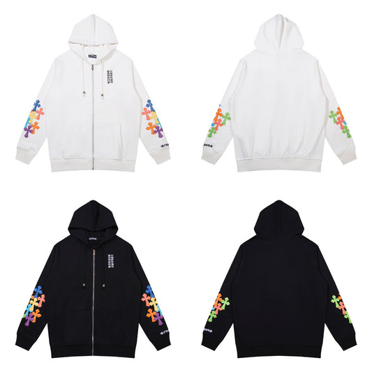CHROME HEARTS RAINBOW CROSS SLEEVES ZIPUP