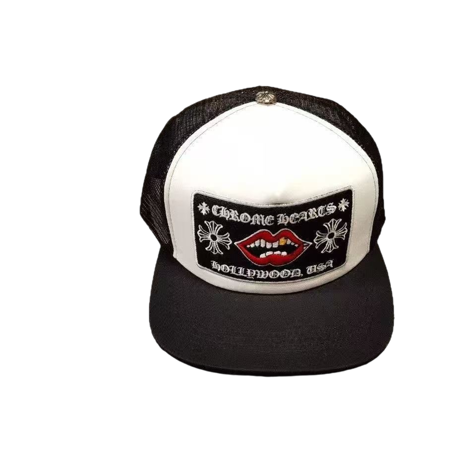 CHROME HEARTS BLACK/WHITE TRUCKER CAP