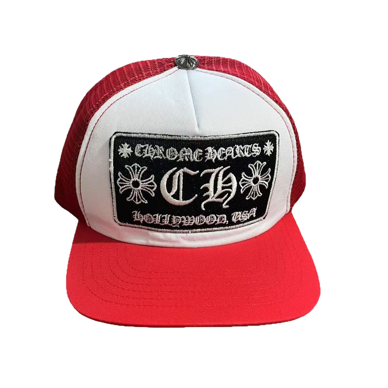 CHROME HEARTS RED TRUCKER CAP