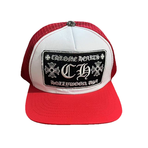 CHROME HEARTS RED TRUCKER CAP