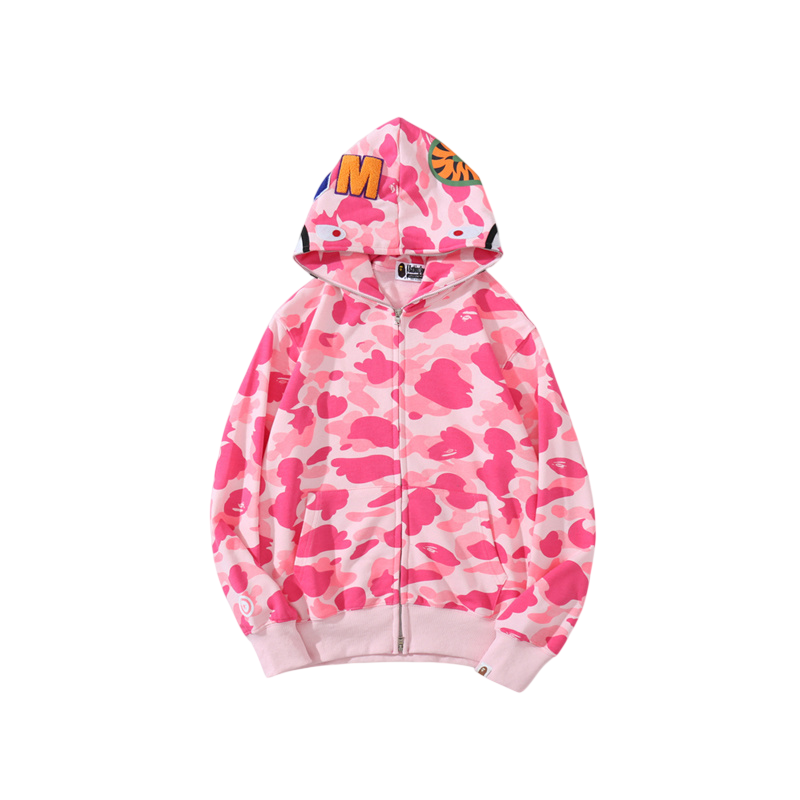 BAPE ABC Camo Shark Full Zip Hoodie Pink