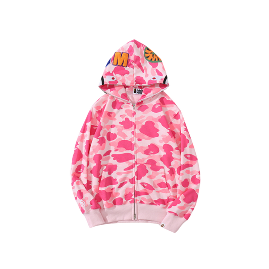 BAPE ABC Camo Shark Full Zip Hoodie Pink