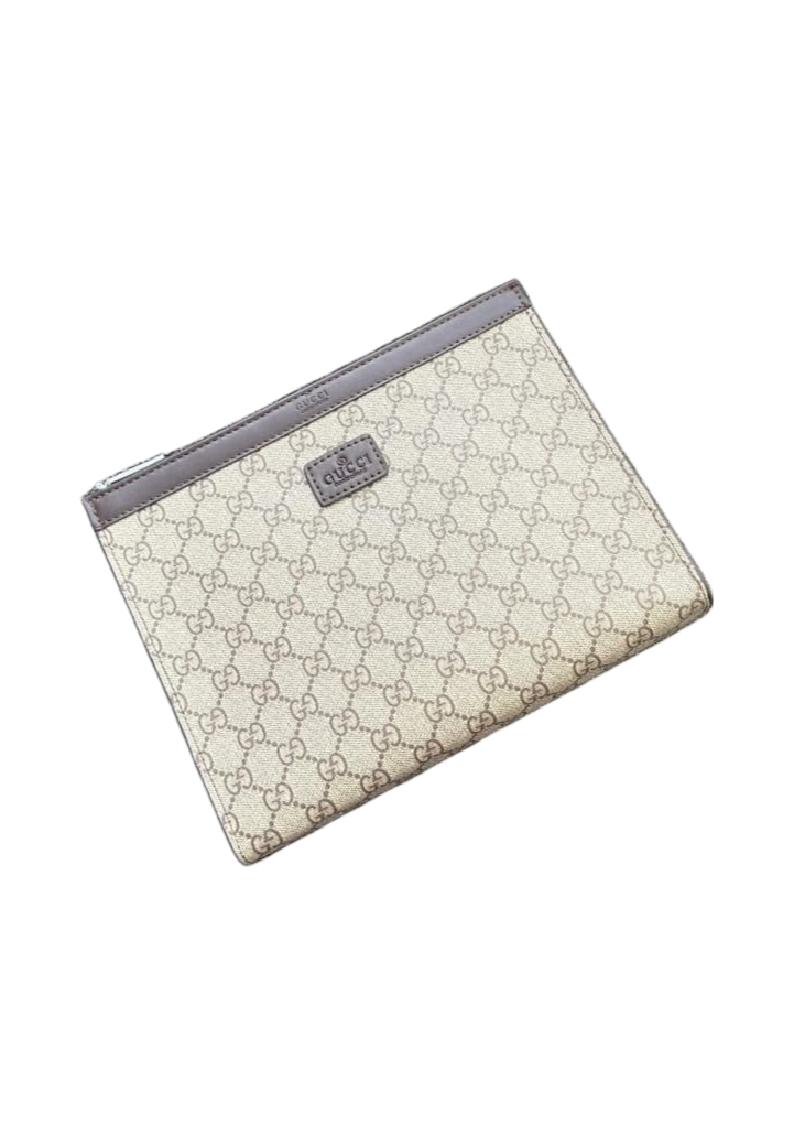 GUCCI Beige Heritage Monogram Pouch