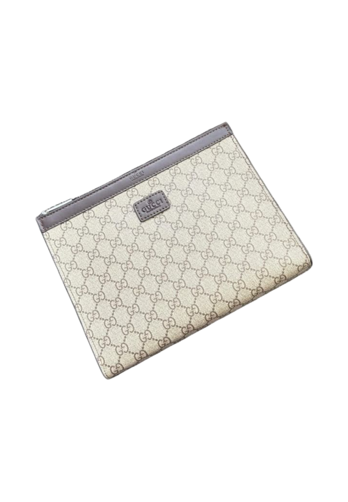 GUCCI Beige Heritage Monogram Pouch
