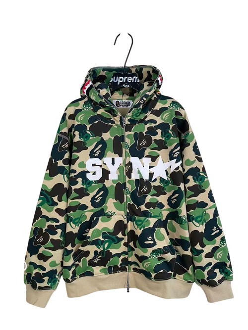 BAPE x Spotify x SYNA World Camo Shark Full Zip Green Hoodie