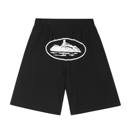 CORTEIZ OG ALCATRAZ SHORTS WHITE N BLACK