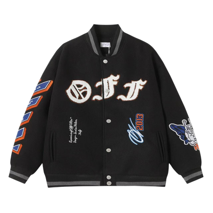 OFF-WHITE CHENILLE-LOGO BOMBER JACKET