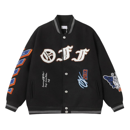 OFF-WHITE CHENILLE-LOGO BOMBER JACKET