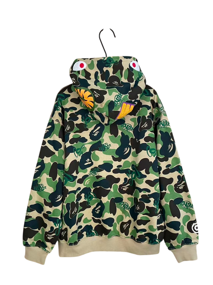 BAPE x Spotify x SYNA World Camo Shark Full Zip Green Hoodie