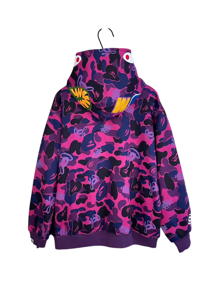 BAPE x Spotify x SYNA by Central Cee Camo Shark Full Zip Purple Hoodie