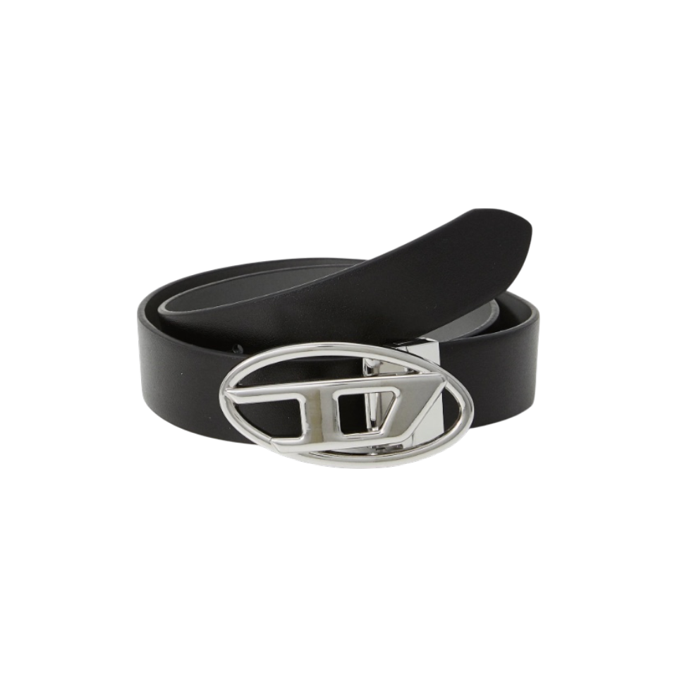 DIESEL SHINY SILVER BUCKLE BELT