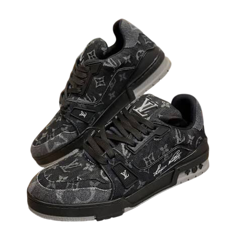 LV TRAINER MONOGRAM DENIM BLACK