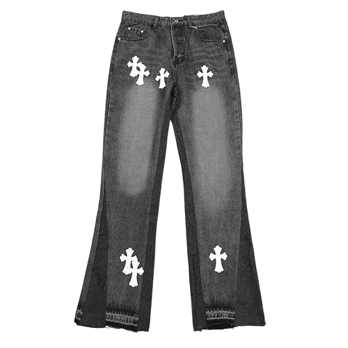 CHROME HEARTS JEANS GRAY WHITE CROSS